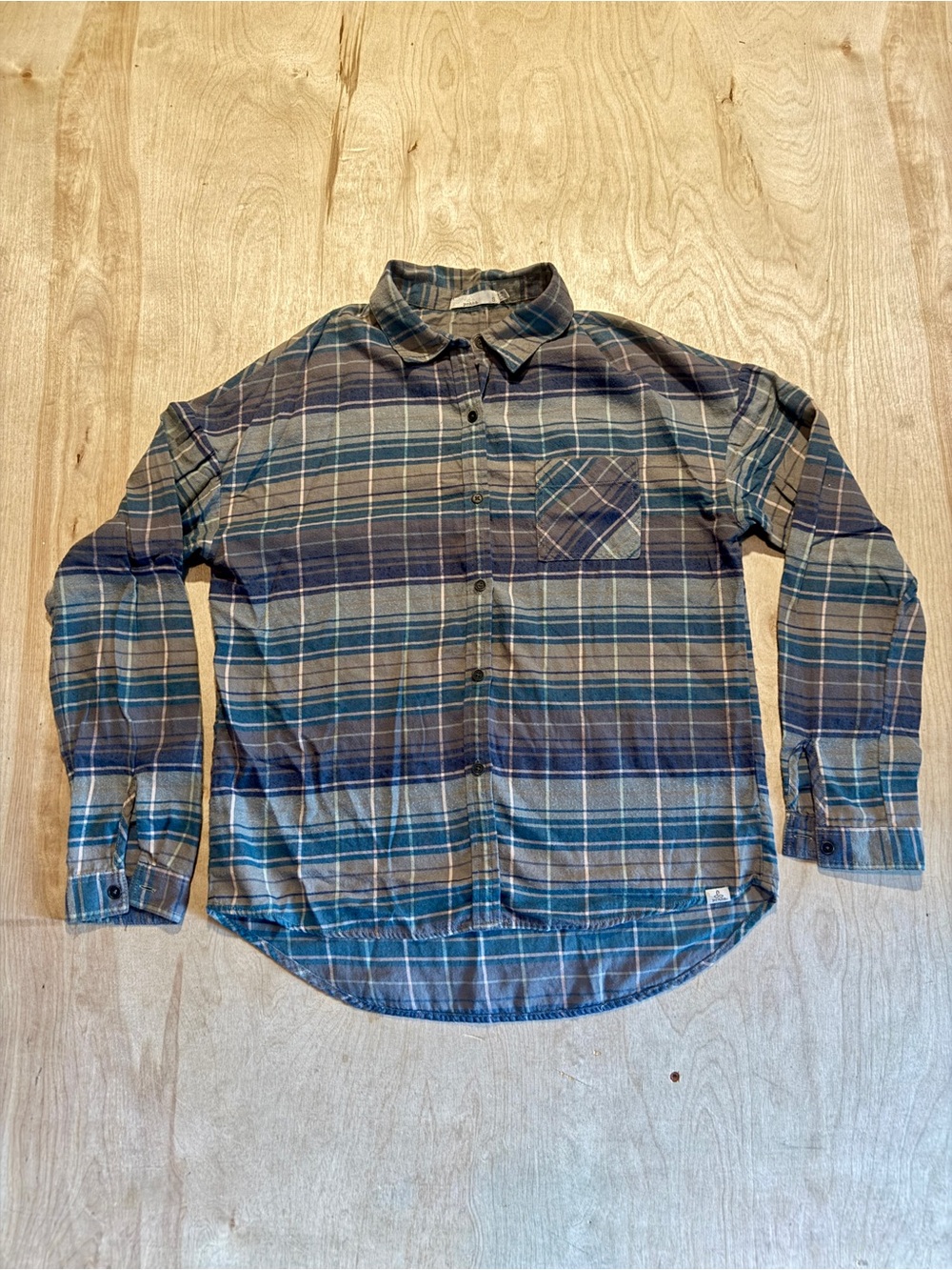 Prana Women's Plaid Button-Down Shirt - Blue, Brown and Gray